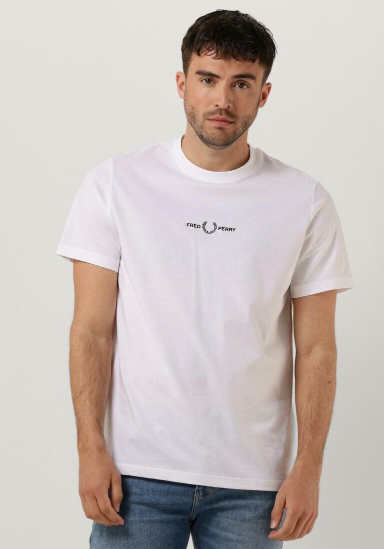 FRED PERRY witte fred perry t-shirt embroidered t-shirt