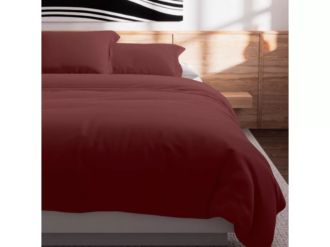 Housse de couette en coton 57 fils 240x220 cm Uni brique, par Soleil d'Ocre