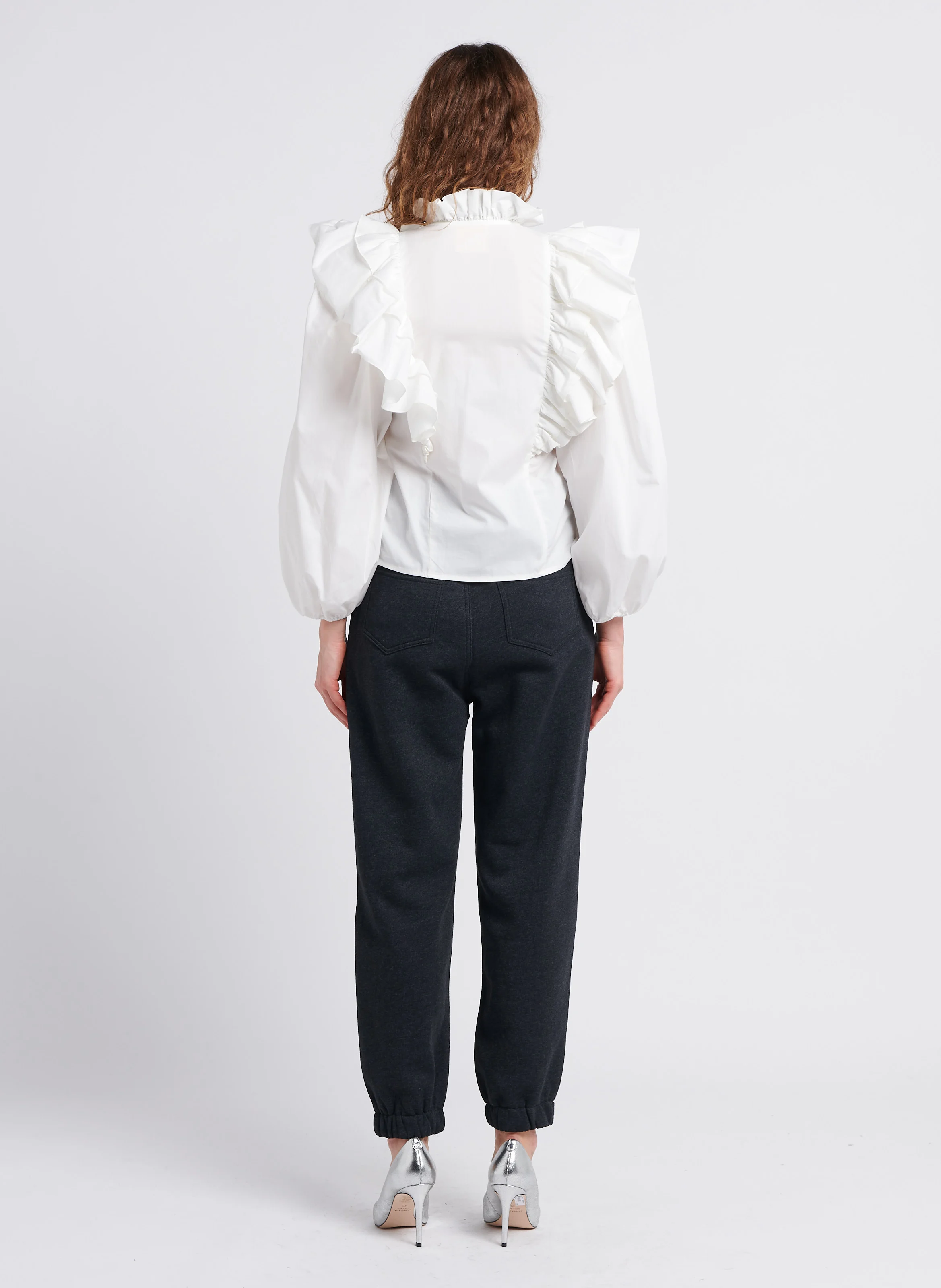 XENIA - Jogging taille haute en coton mélangé | Gris
