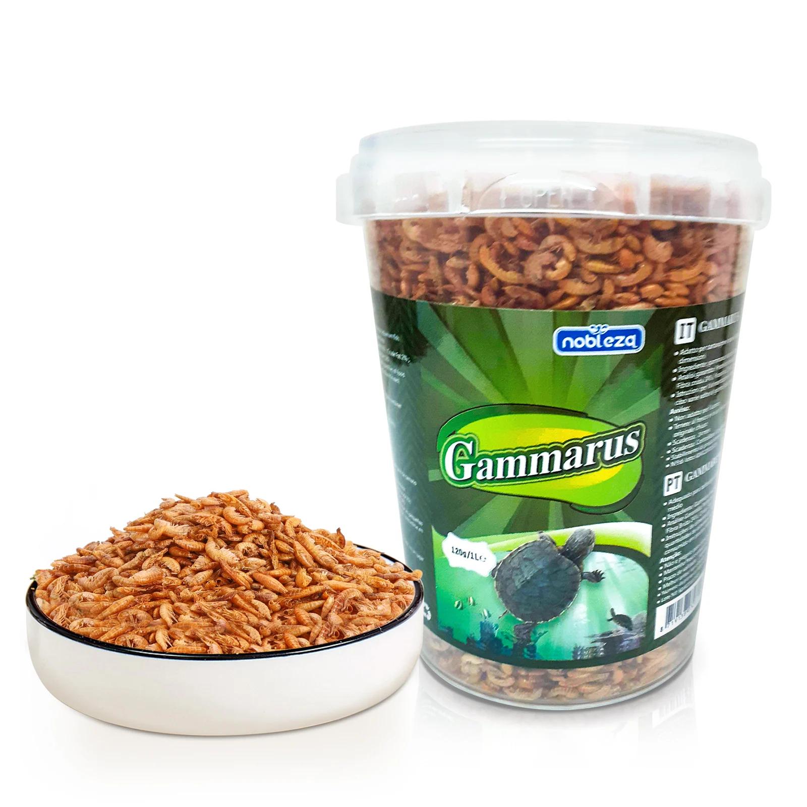 Alimento Nobleza para tartarugas e cágados, feito com camarões de rio naturais de alta qualidade, 120g / 1000ml