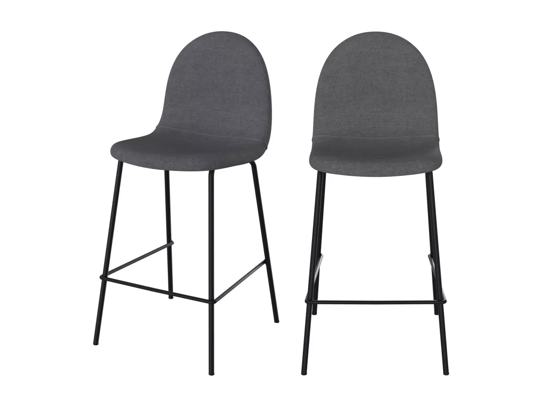 Lot de 2 chaises pour îlot central en tissu gris foncé 63 cm - Léna