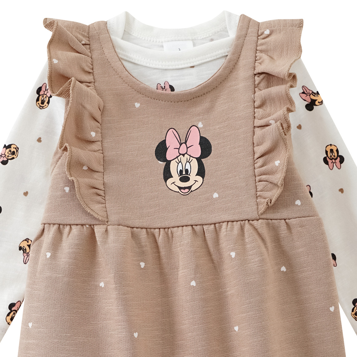 Topomini Minnie Maus Strampler und Langarmbody im Set beige / weiss
