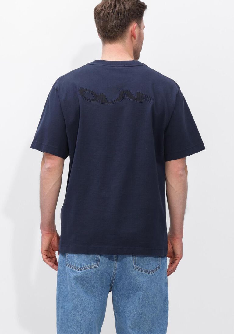 donkerblauwe olaf hussein t-shirt ripstop applique relaxed tee