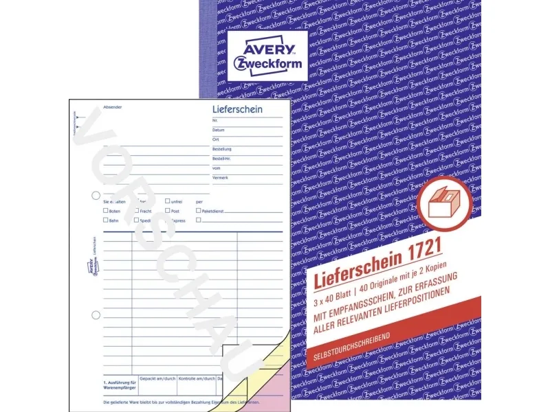 Avery Zweckform - Leveringsblanket - 40 ark - A5 - triplikat
