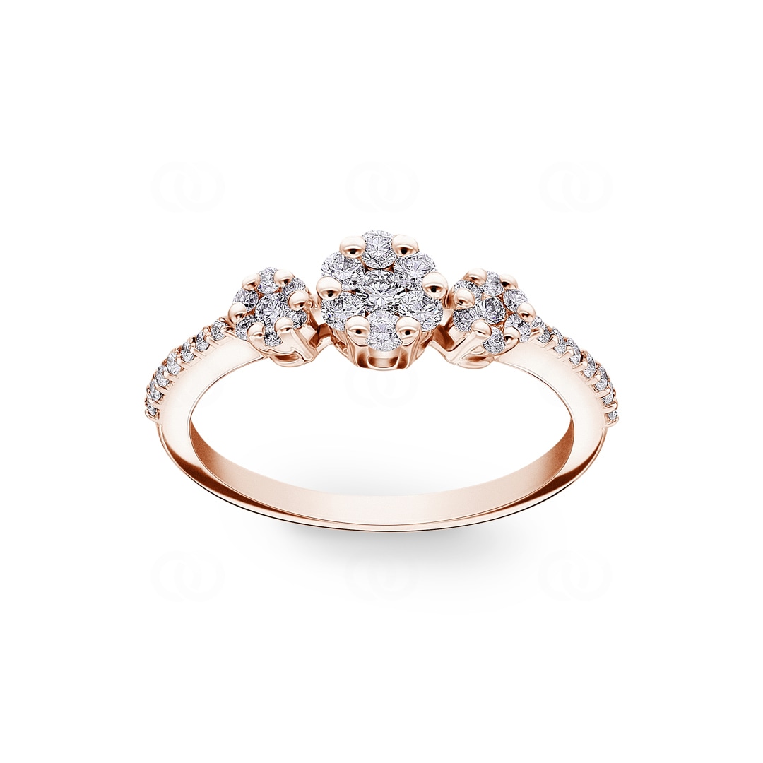 0.40 Karat Trilogie Diamantring 750/18 K Roségold