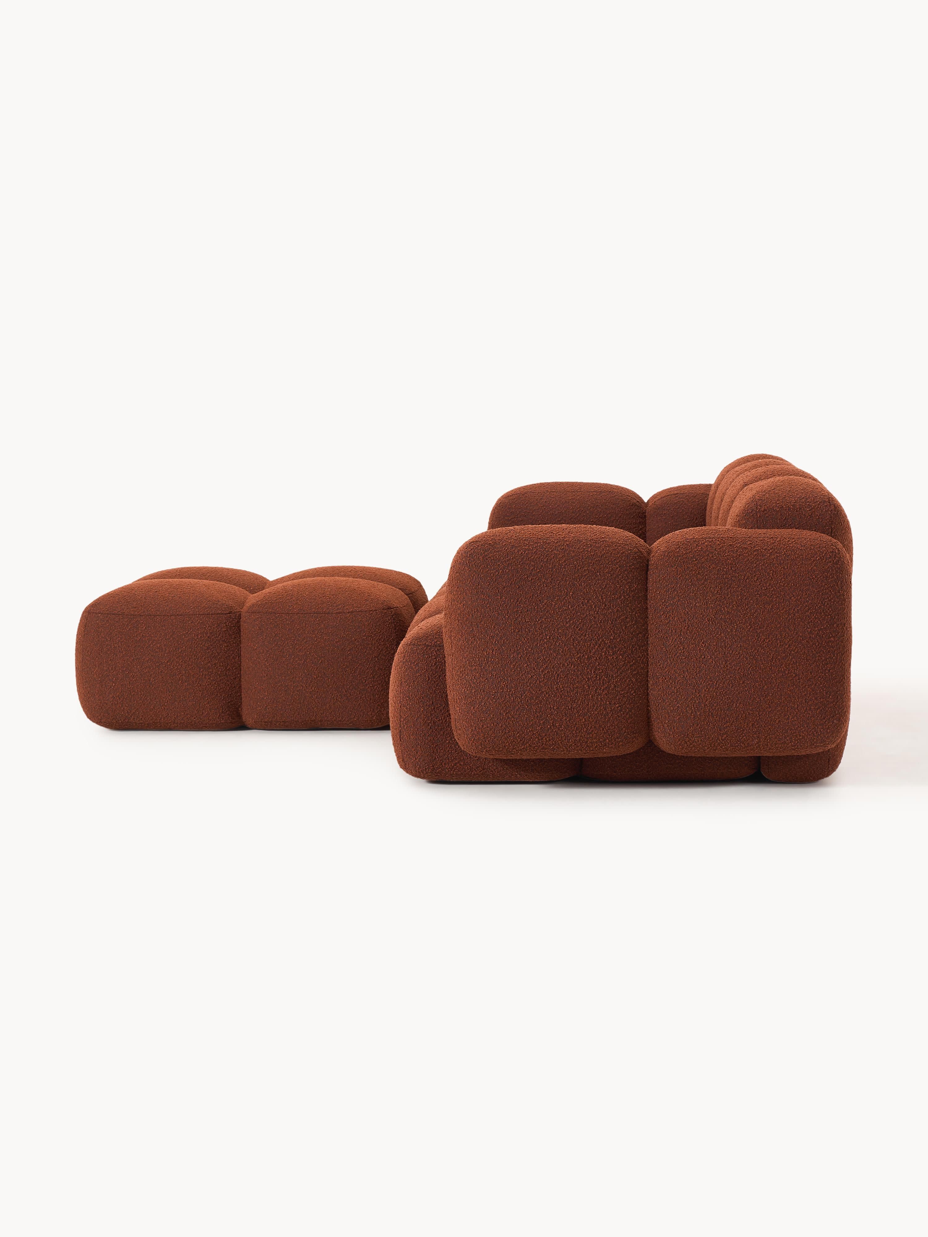 Modulaire bank Tayla (3-zits) van bouclé met poef (links/rechts)
