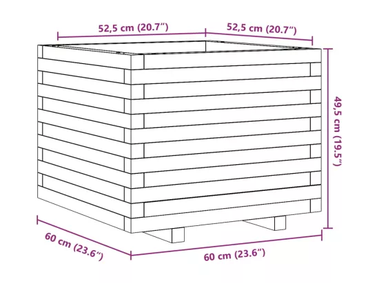 Jardinière bac lit surélevé bois marron 60 x 60 x 49.5 cm 02_0038473