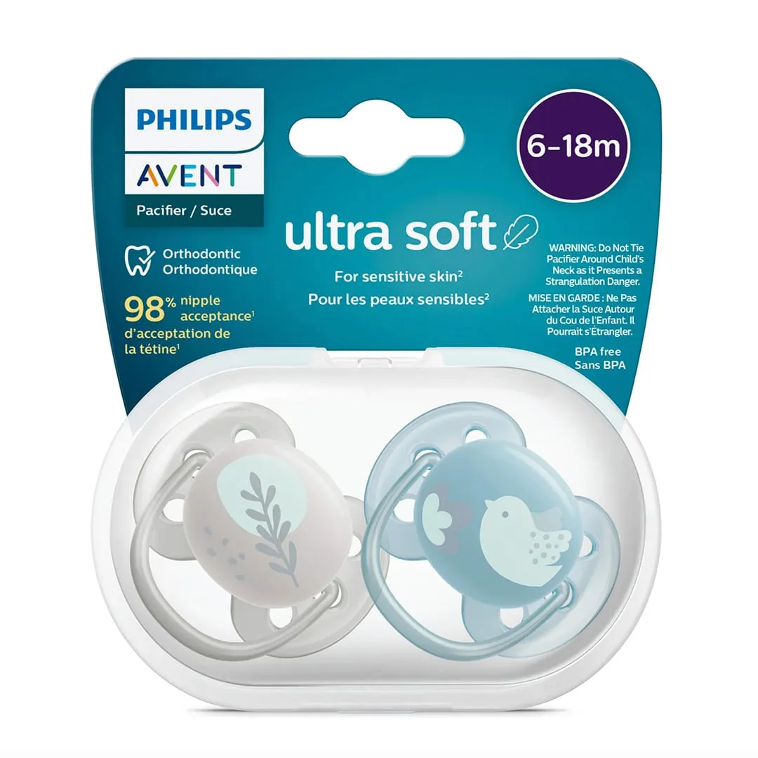 Philips Avent Suce Ultra Douce 6-18 mois Colombe Bleue  Feuille Argentée (2)