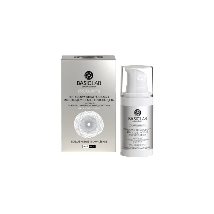 BasicLab Complementis Peptide Augencreme gegen Augenringe und Schwellungen, leichte Textur, 15 ml