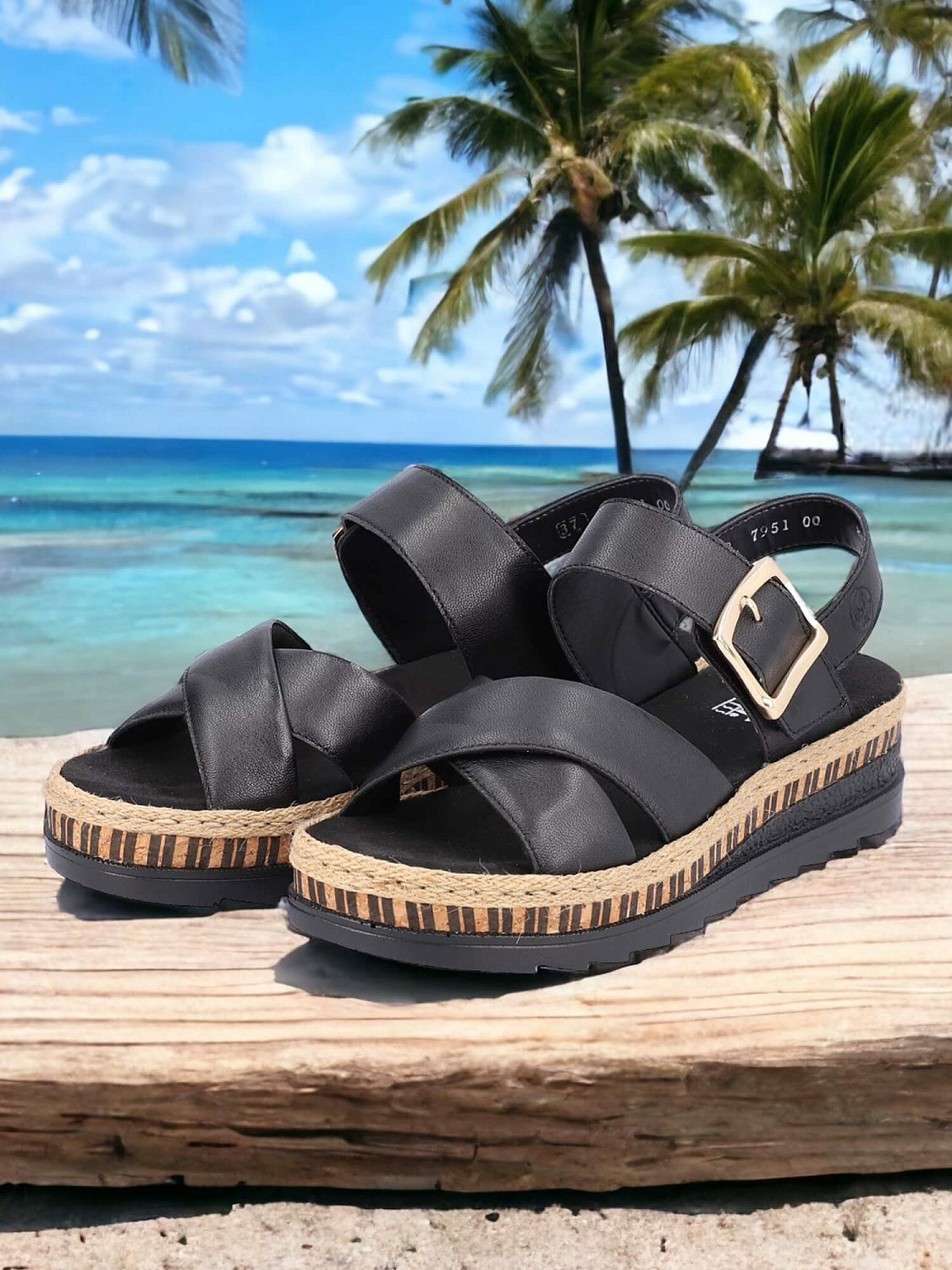 Rieker Arizona Sandal Black Leather