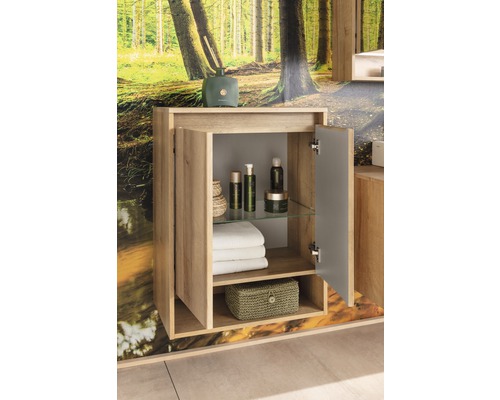 Halfhoge kast FACKELMANN Natura knoestig eiken 60,5 x 82,5 x 32 cm