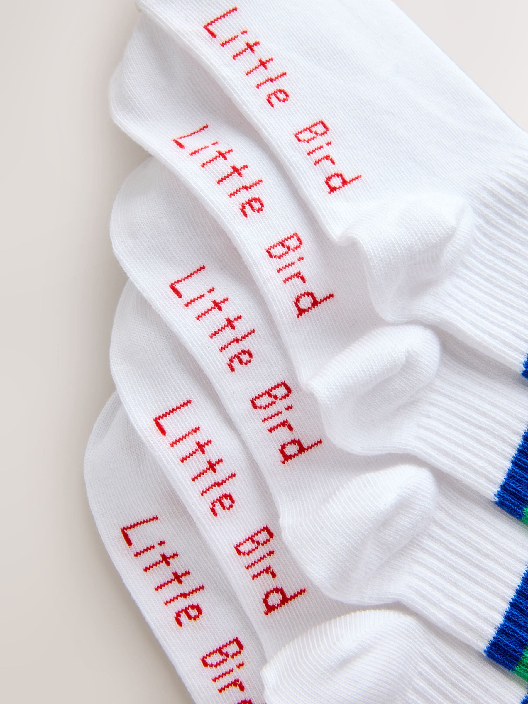 Felgekleurde regenboogstrepen - Little Bird by Jools Oliver White Tube Socks 7 Pack