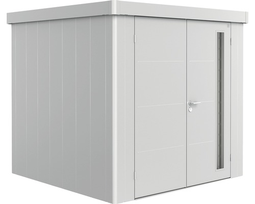 Biohort Neo 2B tuinhuis met dubbele deuren, 236 x 236 cm, zilver-metallic