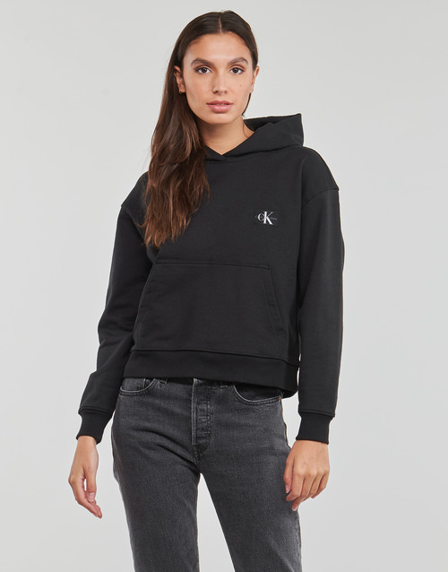 Calvin Klein Jeans - WOVEN LABEL HOODIE - Noir