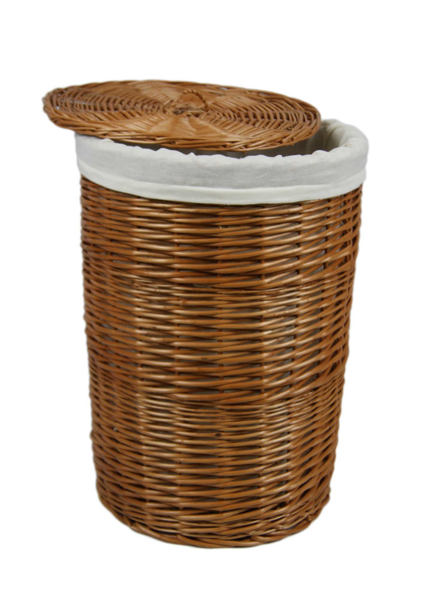 Lycce Wäschekorb - 47L oder 70L - rund aus Weide, Weidetonne, Deckel