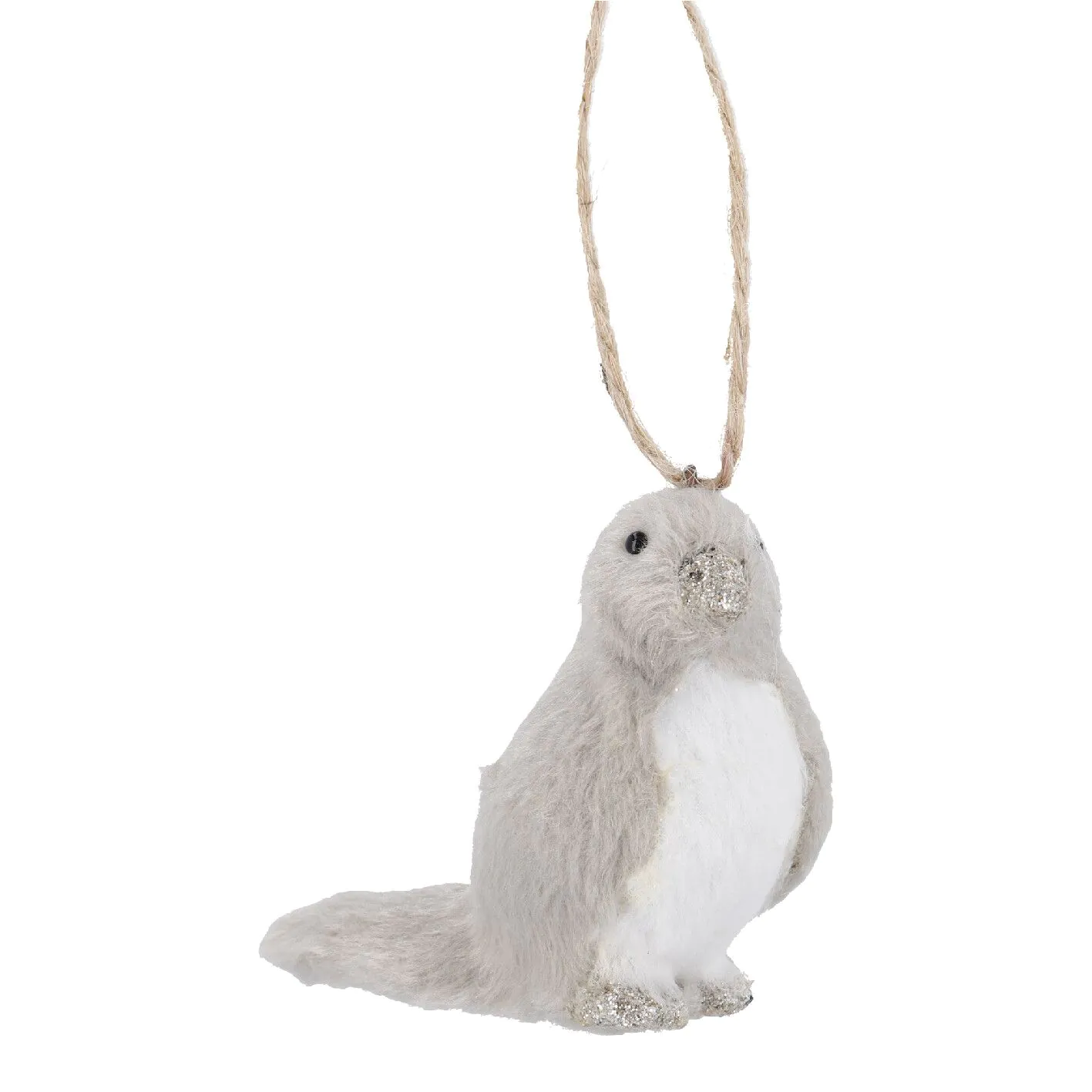 Weihnachtsbaumanhänger Vogel, grau/links, 8.5 cm