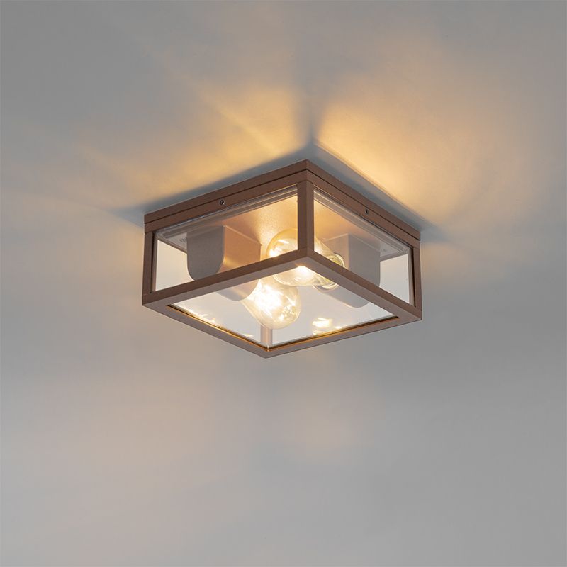 Industriële plafondlamp roestbruin IP44  2-lichts - Charlois