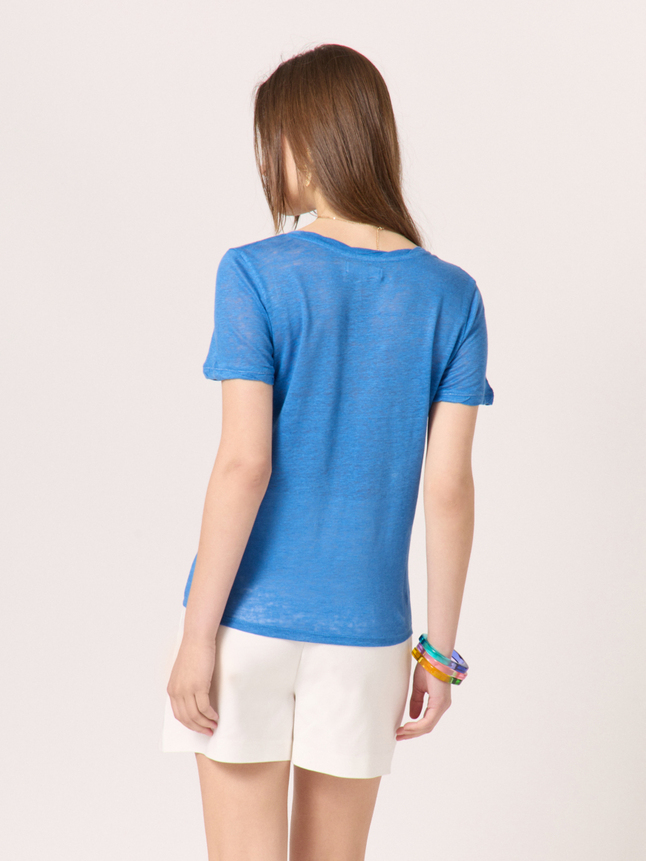 Top col tressé broderie coeur