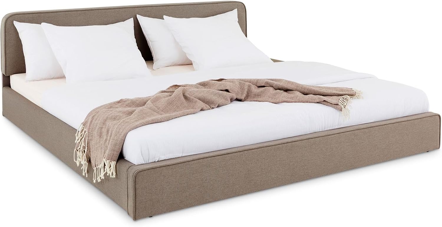 LATINI Polsterbett mit höhenverstellbarem Kopfteil, 180x200 cm, Greige - Doppelbett inklusive Lattenrost, ideal für zwei Personen, Bettgestell stabil und bequem, modernes Design für jedes Schlafzimmer