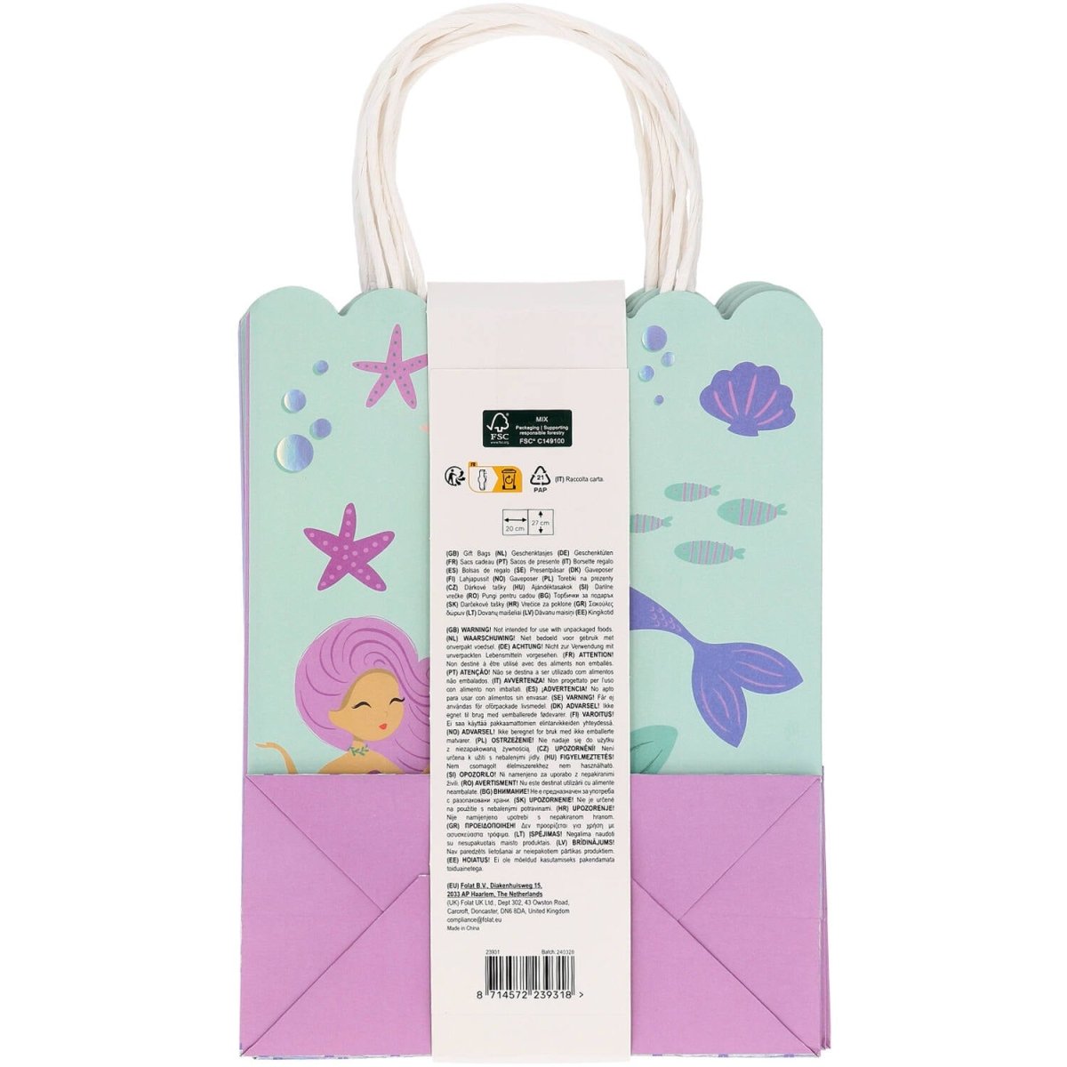 Zeemeermin Uitdeeltasjes 27cm 6st