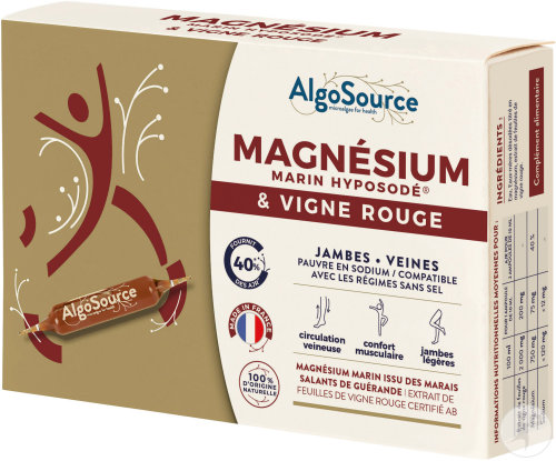 Algosource Magnésium Marin Hyposodé Et Vigne Rouge Ampoules 20x10ml