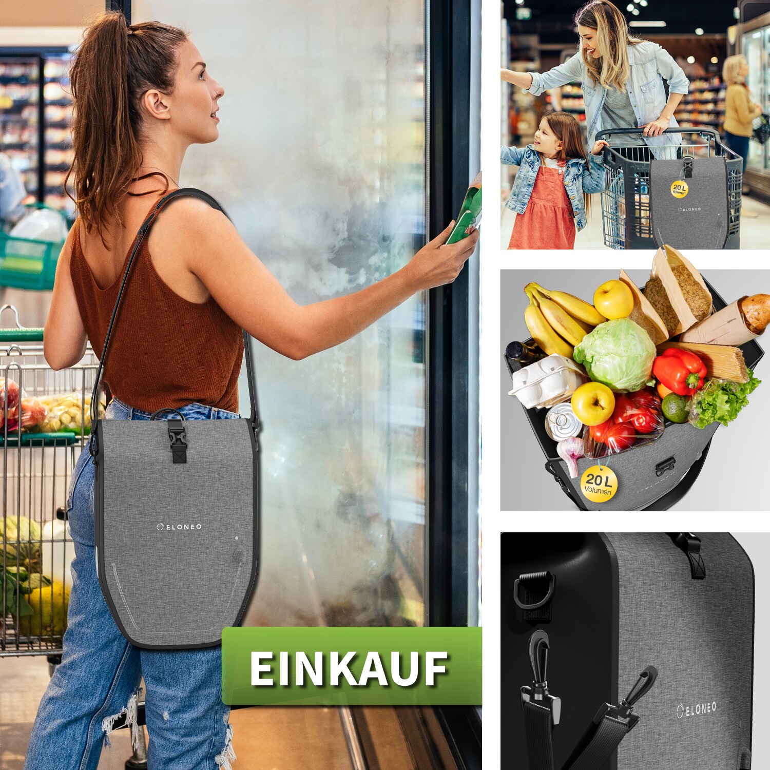 eloneo Fahrradtaschen wasserdicht mit LED 20L