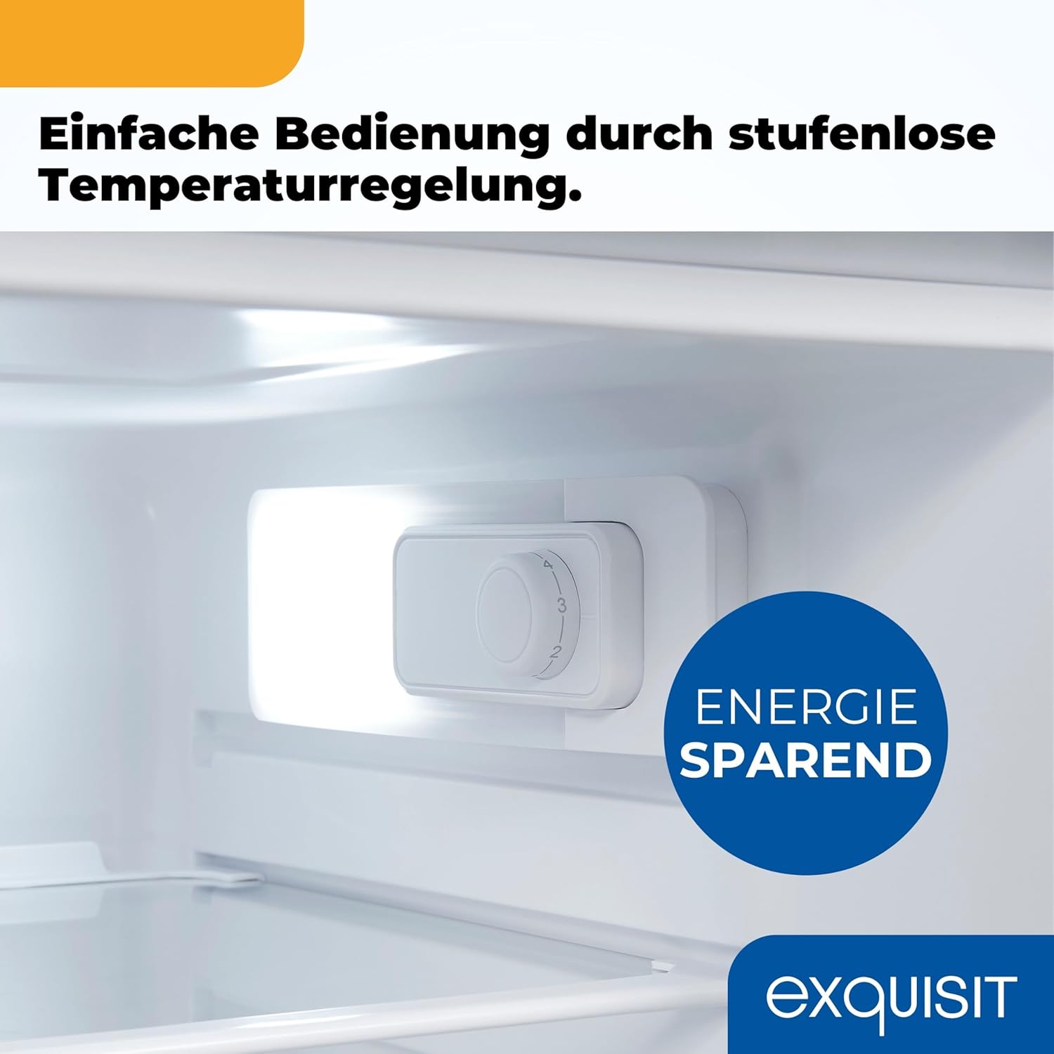 Exquisit Vollraumkühlschrank | 127 l Nutzinhalt, Energieklasse E, 39 dB(A) | kompakte Bauform, LED-Beleuchtung, Glasablagen, Gemüseschublade, manuelle Temperaturregelung | KS516-V-040E weiss