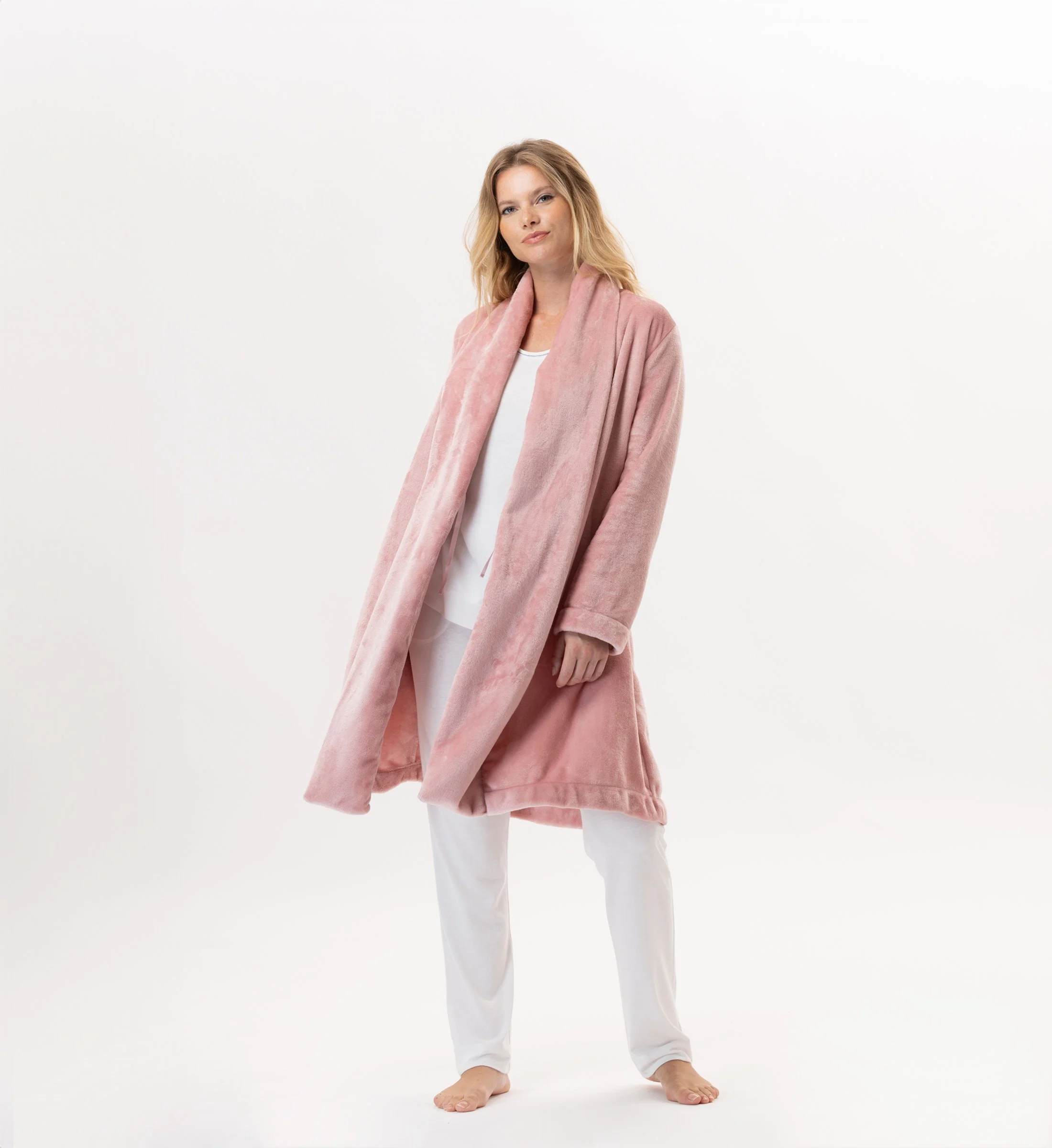 ESSENTIEL 855 - Robe de chambre en peluche flanelle | Rose