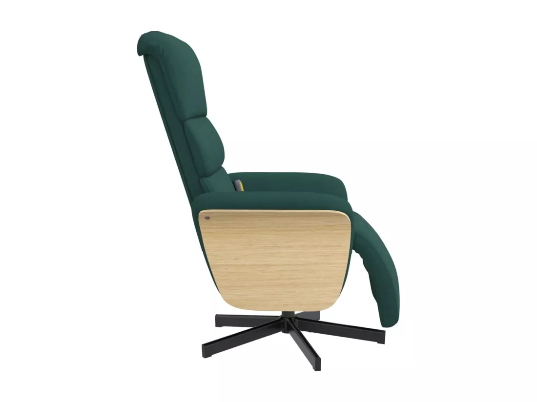 Fauteuil inclinable de massage et repose-pieds vert foncé tissu