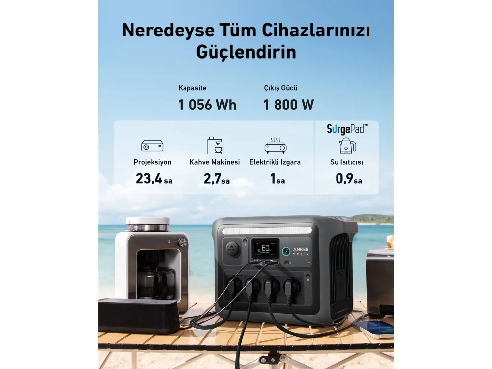 Anker SOLIX C1000X - Transportabel strømstation - 1800 Watt - litiumjernfosfat - 1056 Wh - output-stikforbindelser: 6
