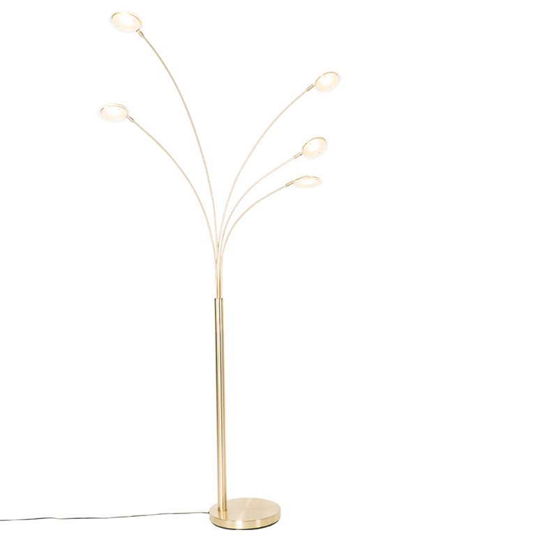 Design vloerlamp messing incl. LED 5-lichts - Sixties Trento