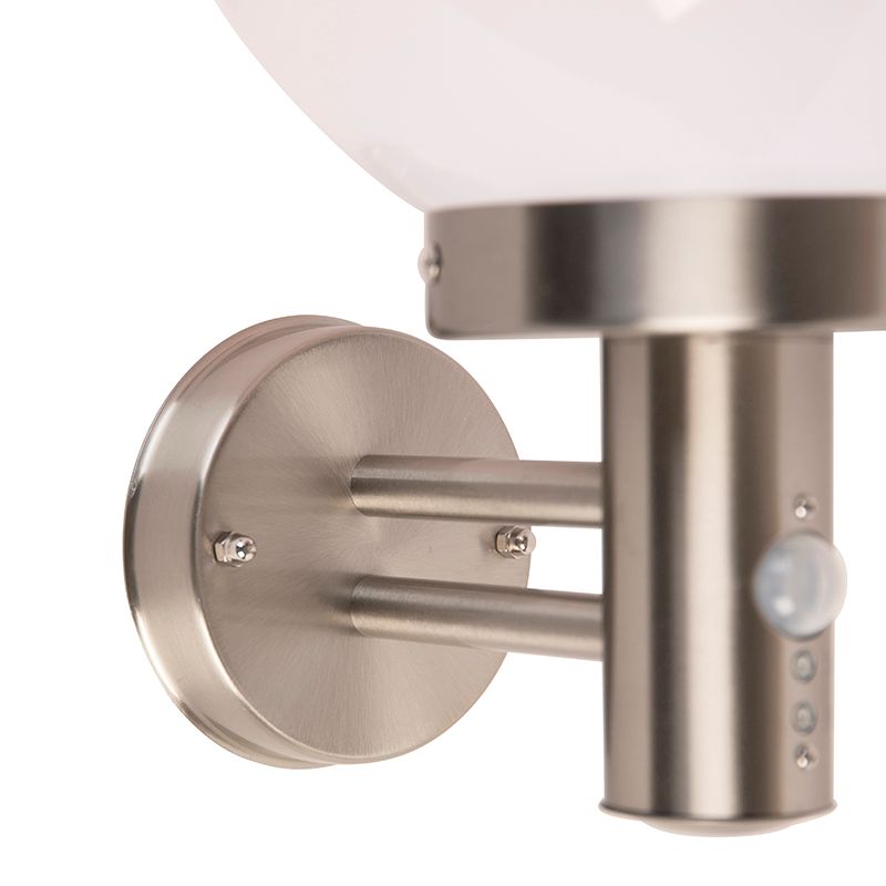 Buitenwandlamp staal RVS IP44 met bewegingsmelder - Sfera