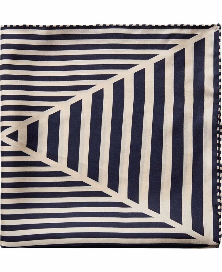 Magasin du Nord Collection Geometric Scarf 100% Silk - 61x61cm Dark navy