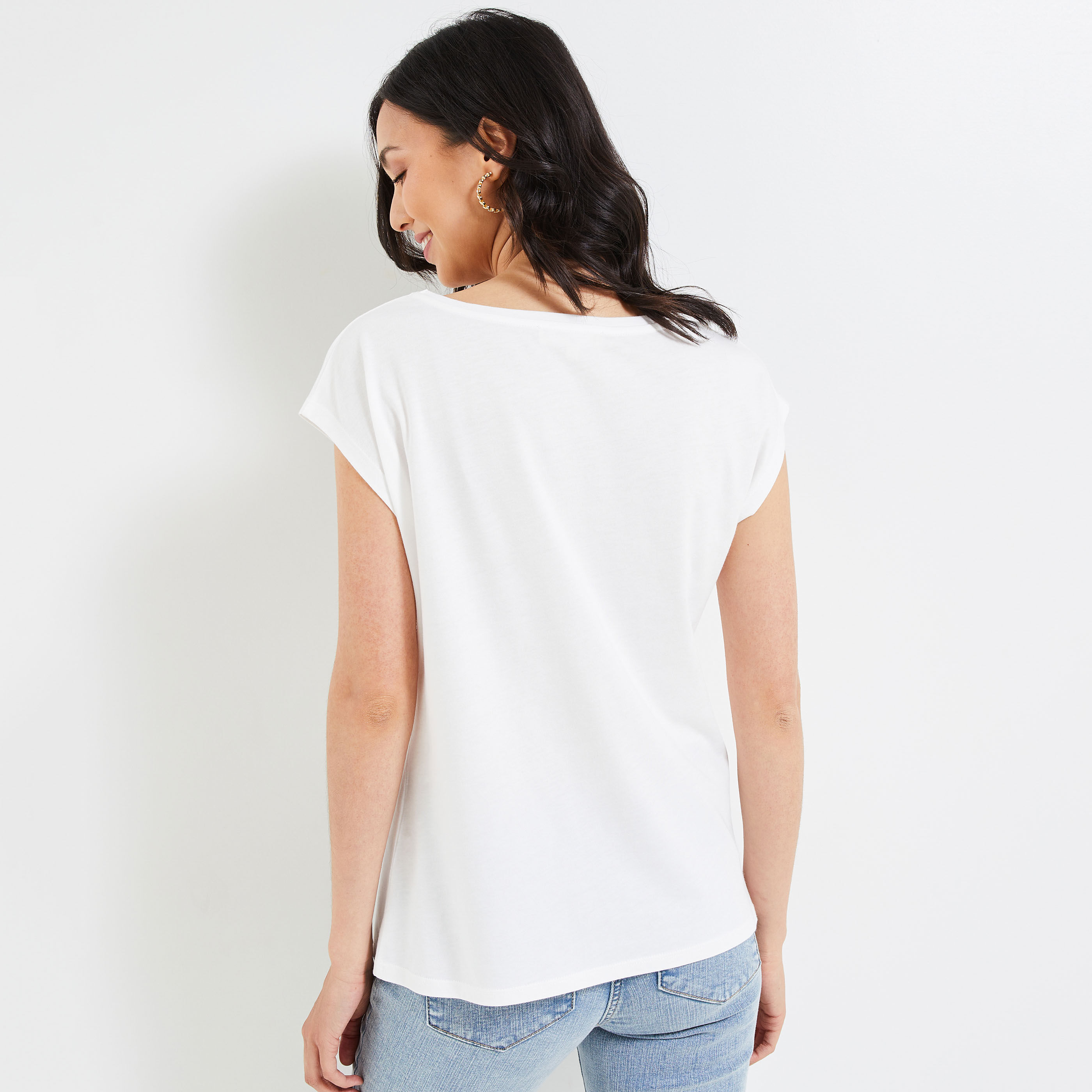 Tshirt print femme - BLANC CASSE