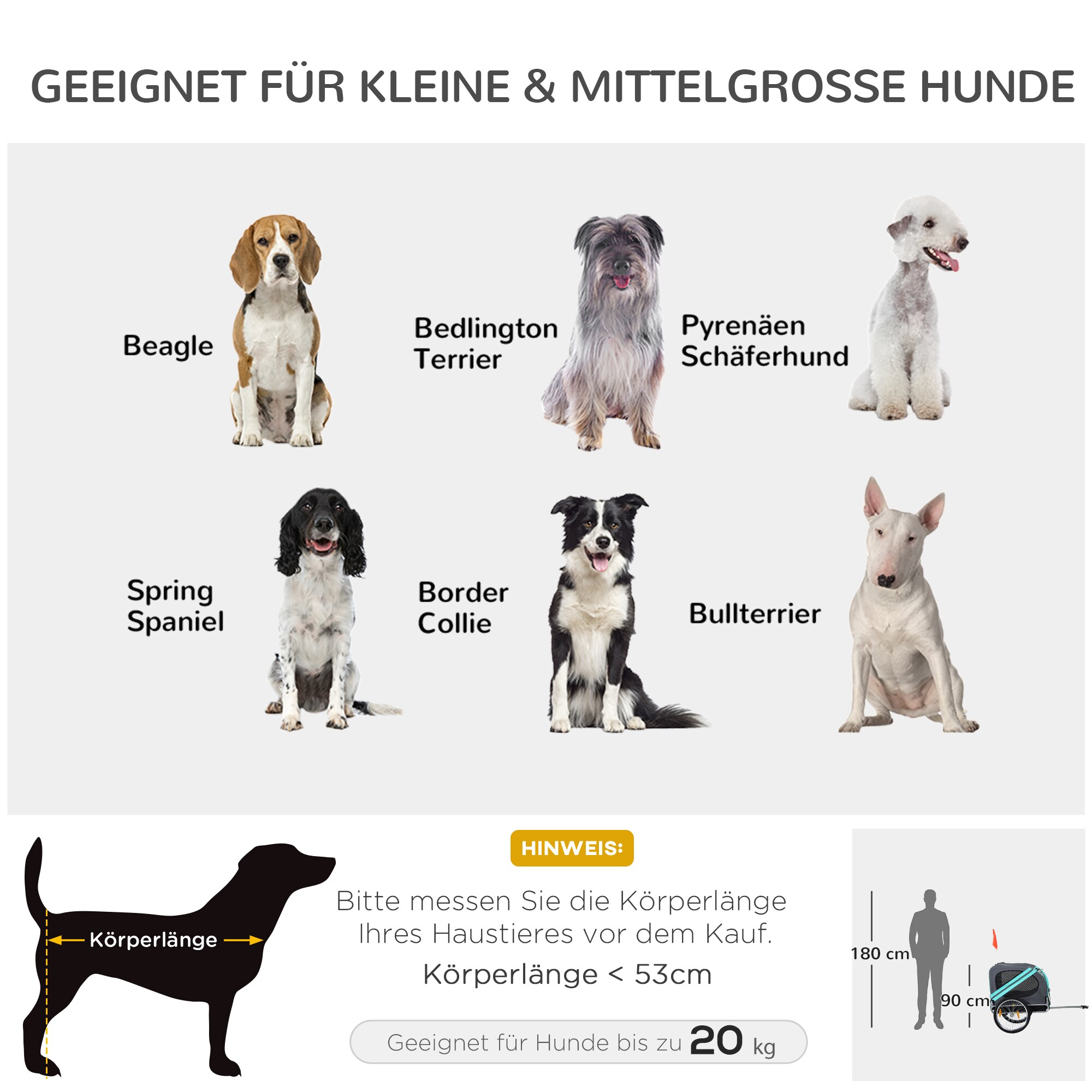 PawHut Fahrradanhänger für Hunde 130 x 73 x 90 cm (LxBxH)