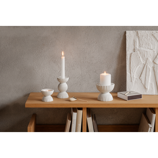 Lyngby Porcelæn Tura Bloklys Lysestage, Hvid