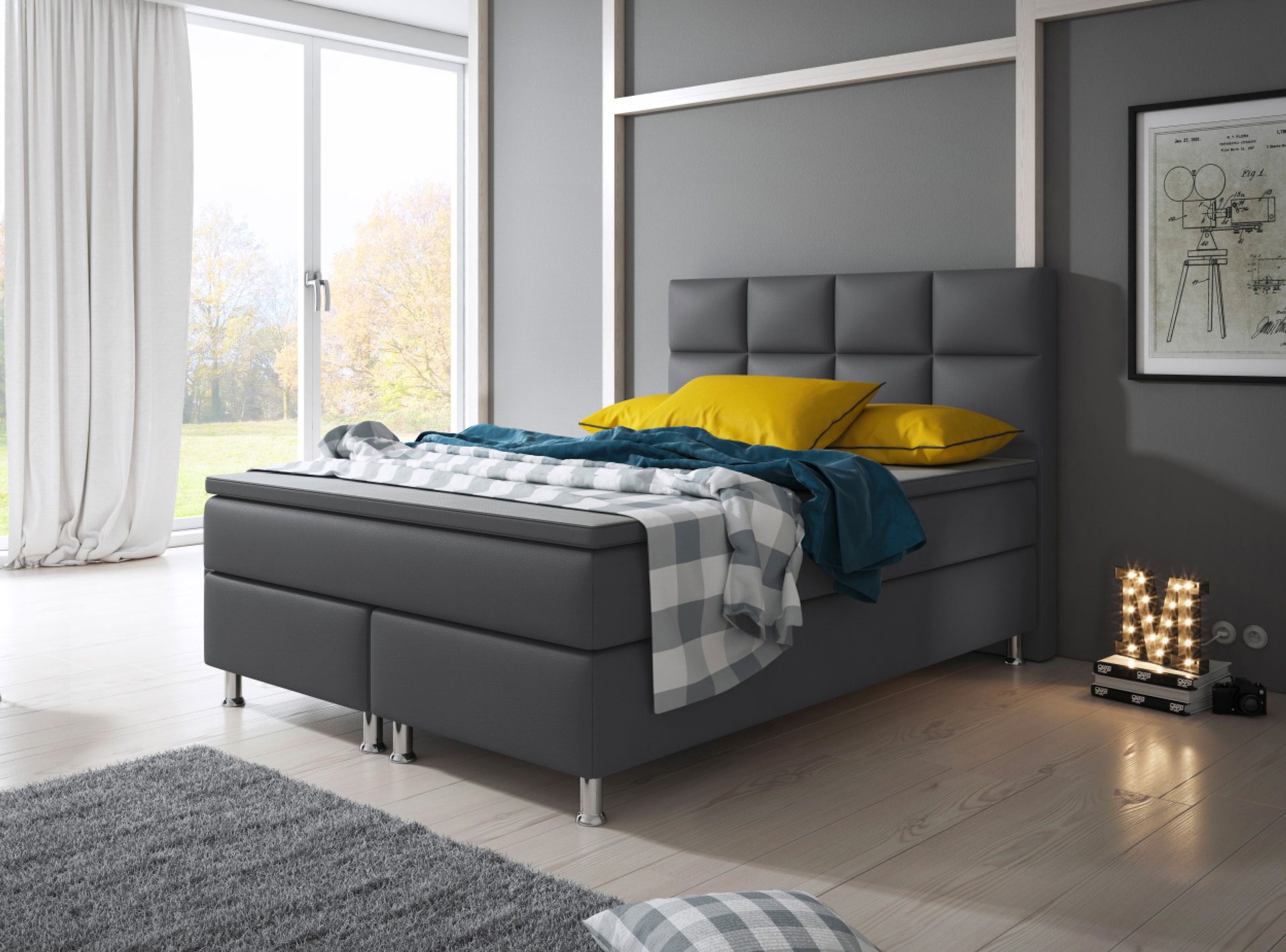 Boxspringbett MIAMI 140 x 200 cm anthrazit