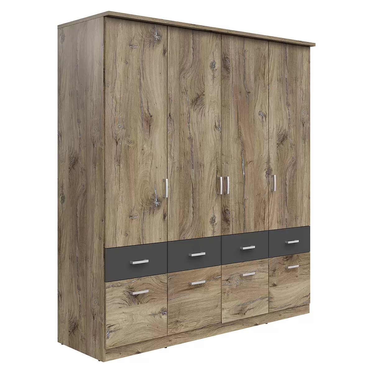 Kleiderschrank 4-trg. Brando 4 Eichefarben,graphit