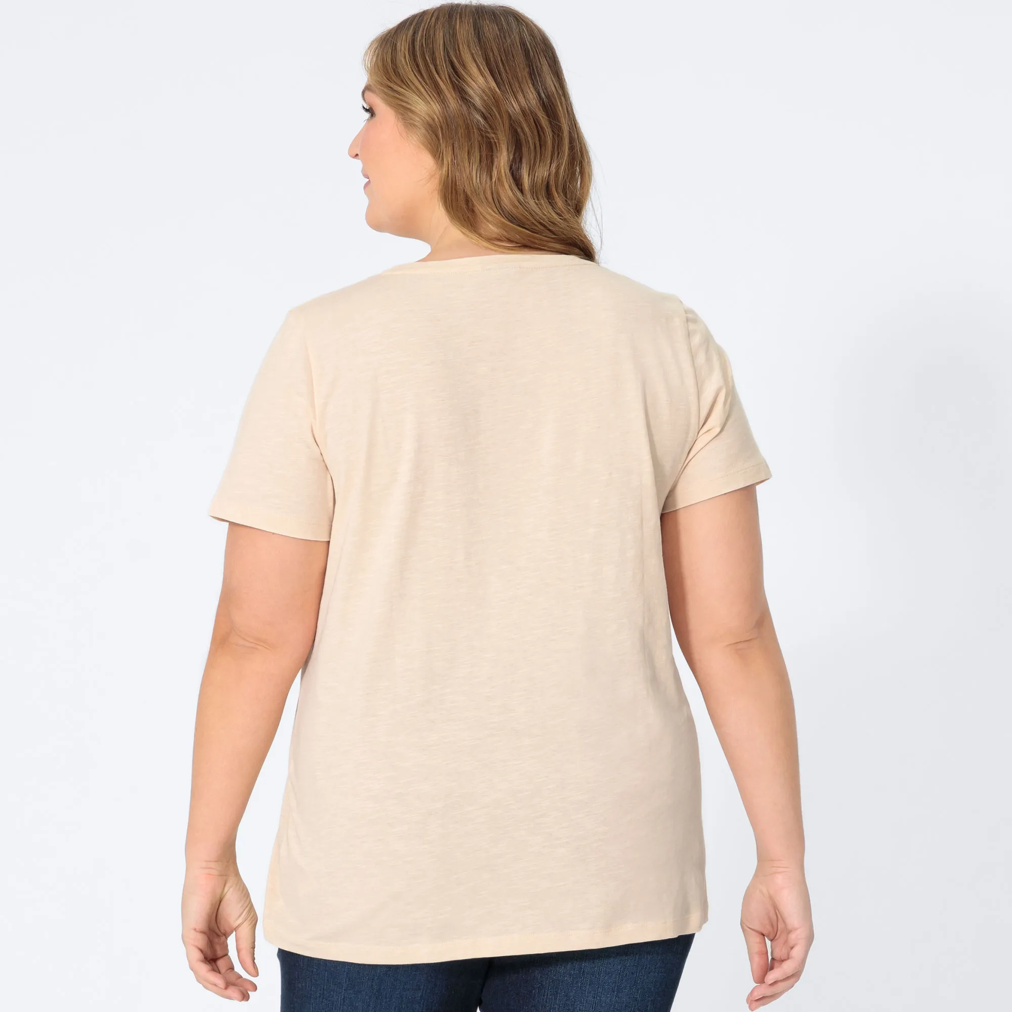 Damen-T-Shirt mit glitzerndem Frontaufdruck, große Größen