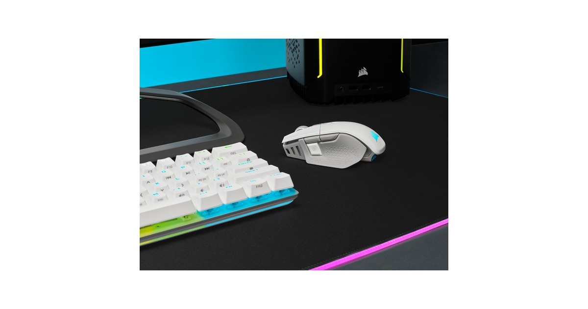 CorsairM65 RGB ULTRA WIRELESS gaming muis  (Wit/lichtgrijs, 26,000 DPI, USB | 2,4 GHz | Bluetooth)