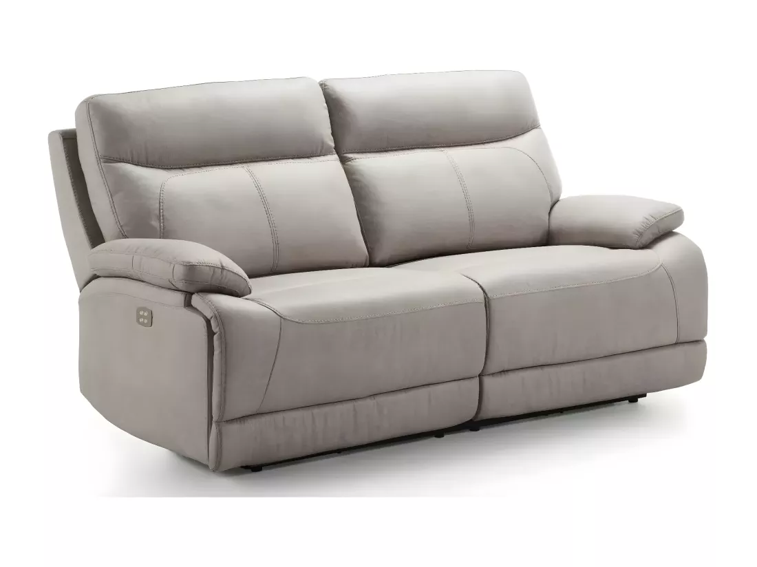 Canapé de relaxation électrique en microfibre Ducka-Couleur Beige-Système Electrique-2 places