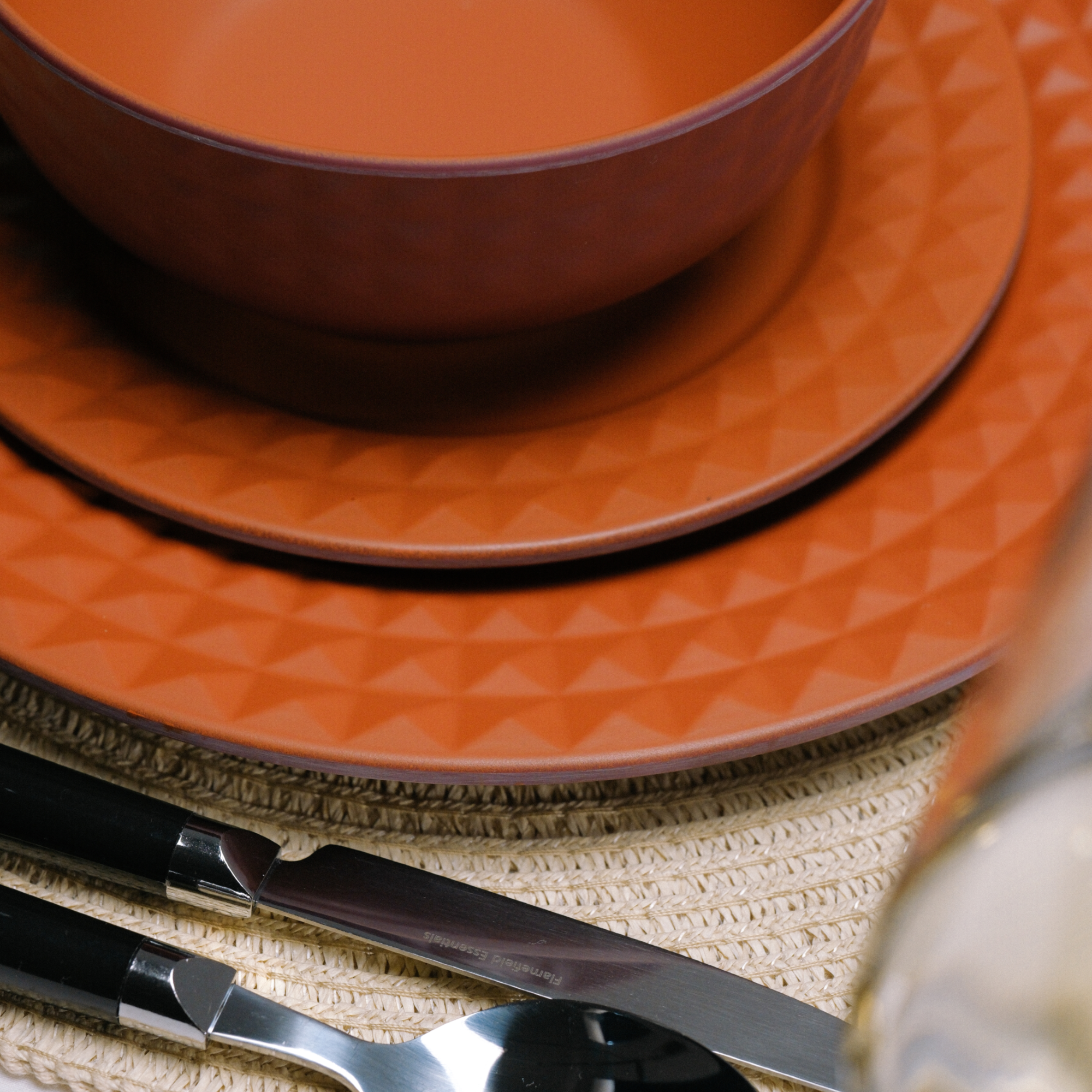 Flamefield Viva Terra 12delig melamine servies rood/relief