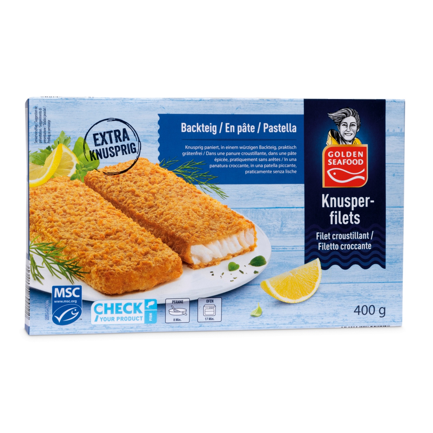 GOLDEN SEAFOOD Knusperfilets, Backteig 400 g