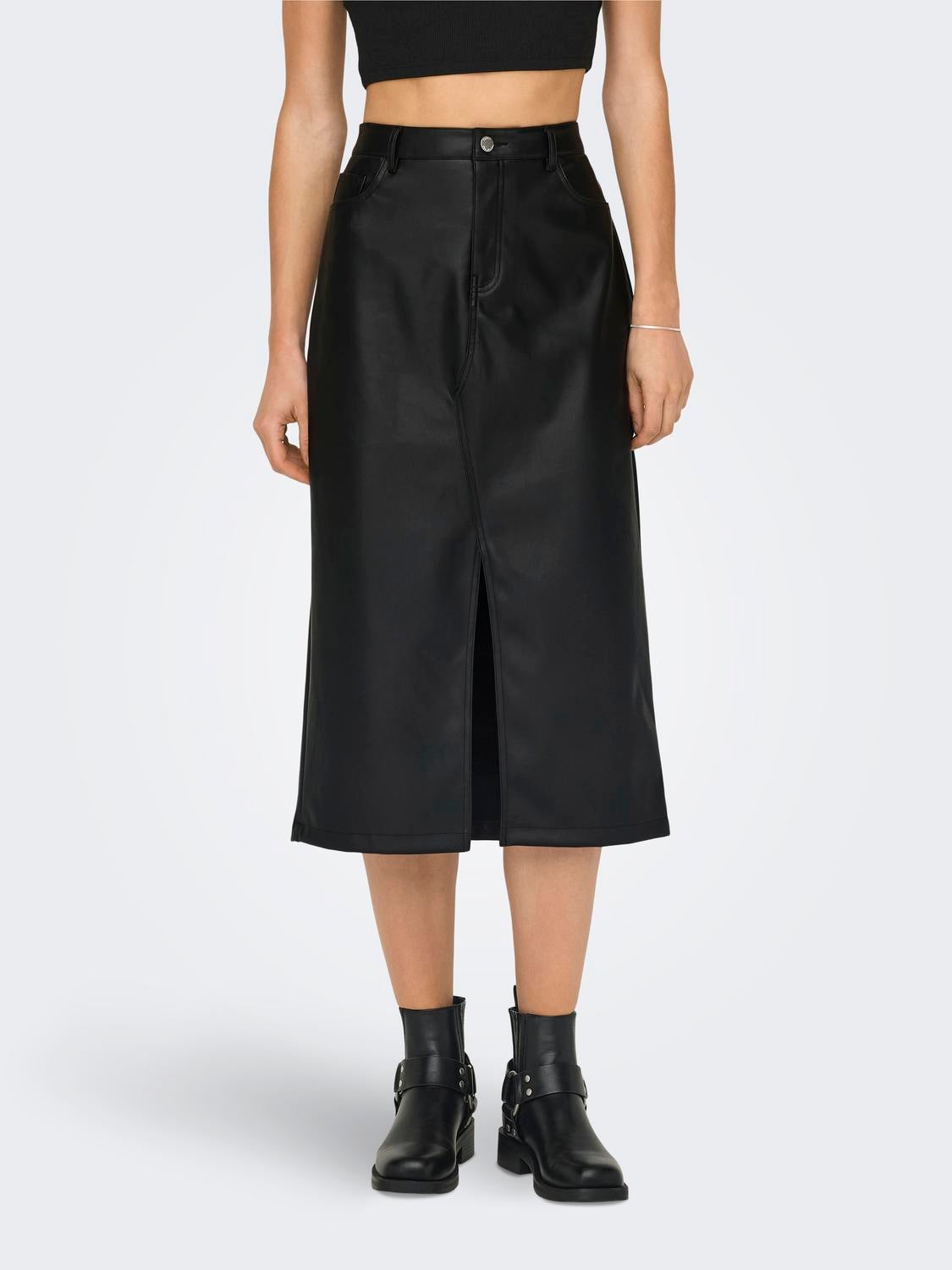 ONLKIRI Kunstlederrock Black