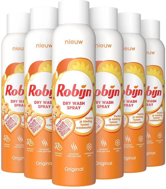 Robijn - Original - Textielverfrisser - 100% Biologisch Afbreekbaar - 6 x 25 Gebruik