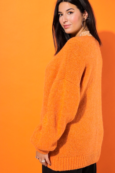 Strickjacke, oversized, V-Ausschnitt