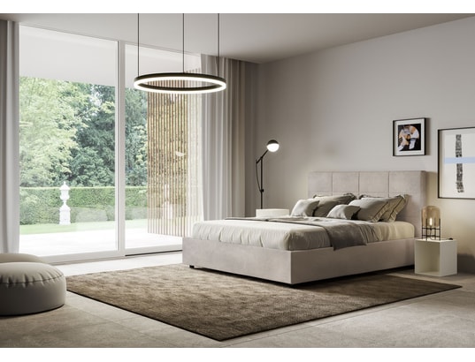 ITYHOME - Lit coffre mika 160x190 microfibra sable