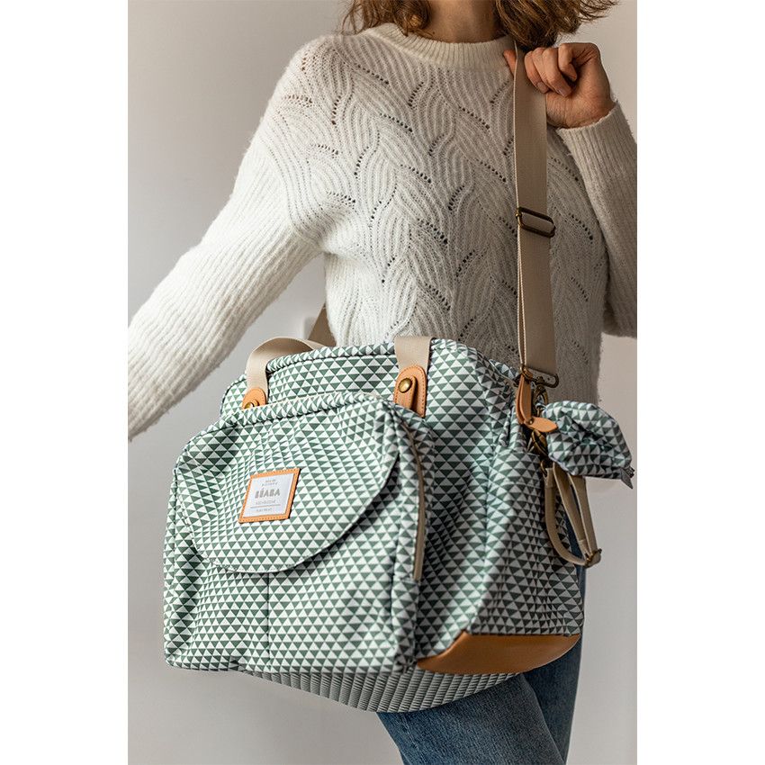 Sac à langer Genève II Play Print Sage Green - Ecru