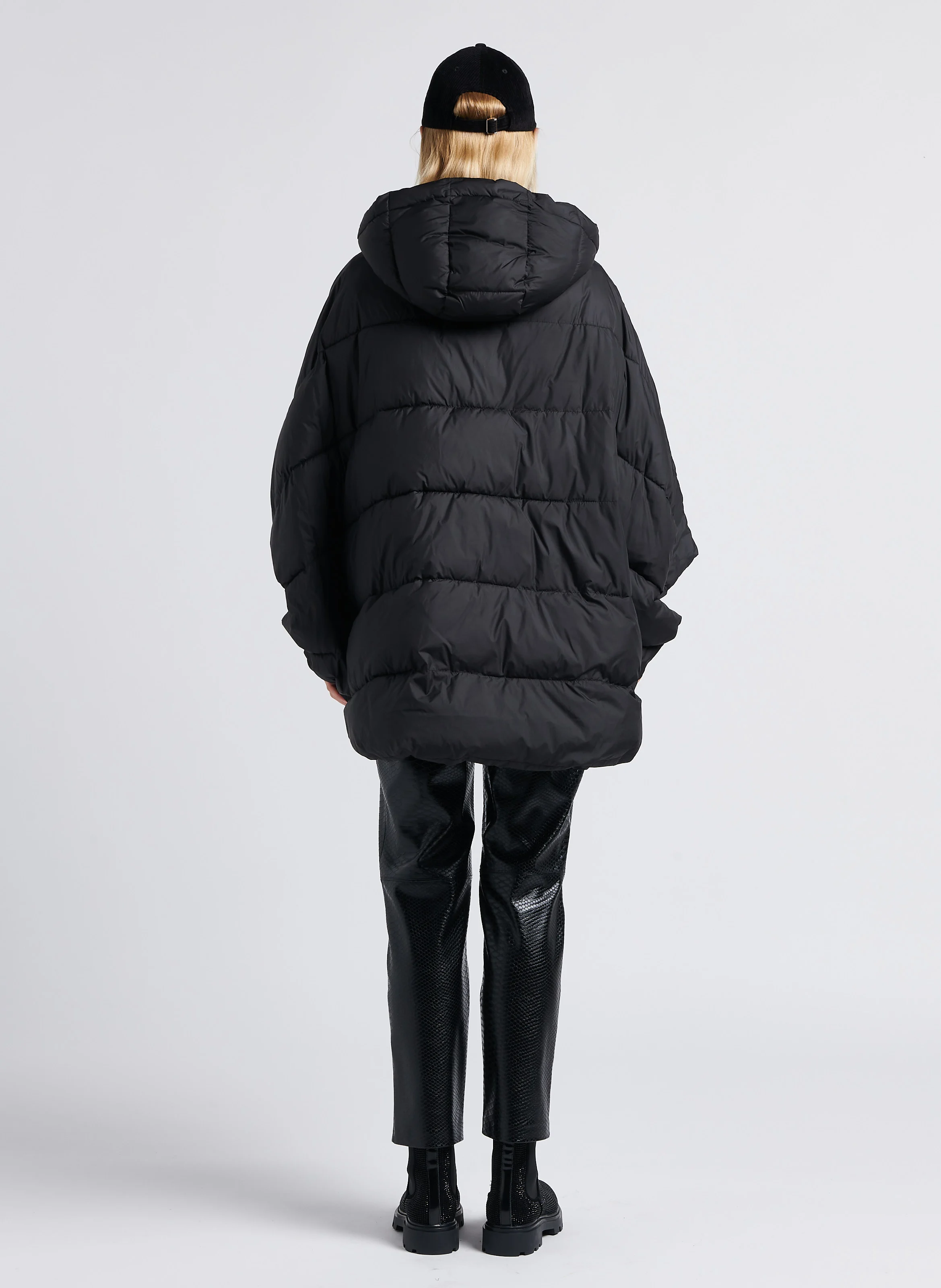 Pantalon droit effet croco | Noir