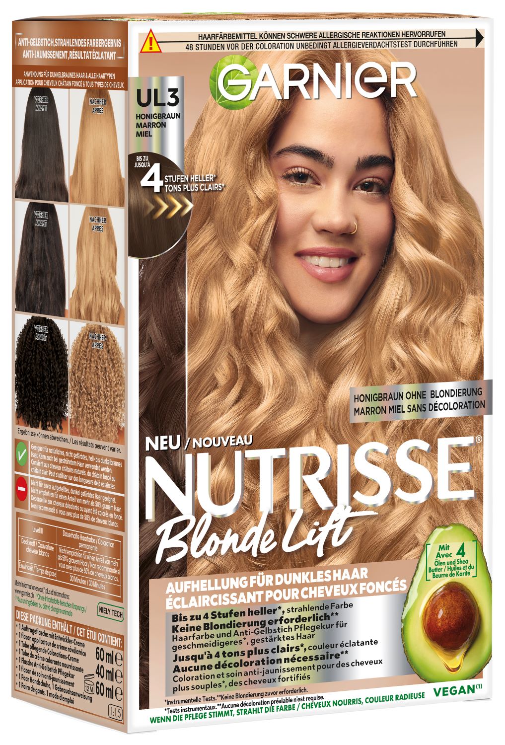 NUTRISSE Blonde Lift<br>1 Stück, Honigbraun Aufhellung für dunkles Haar UL3